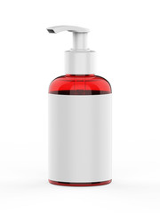 Blank Plastic Bottle with Pump Dispenser For Branding, 3d render illustration.