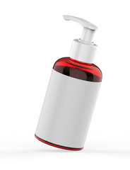 Blank Plastic Bottle with Pump Dispenser For Branding, 3d render illustration.