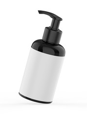 Blank Plastic Bottle with Pump Dispenser For Branding, 3d render illustration.