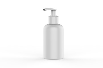 Blank Plastic Bottle with Pump Dispenser For Branding, 3d render illustration.
