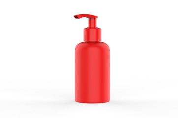 Blank Plastic Bottle with Pump Dispenser For Branding, 3d render illustration.
