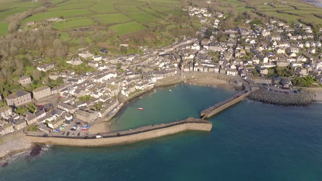 Mousehole Village and Port in Cornwall UK Aerial