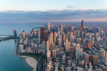 Sunset over the Chicago Skyline