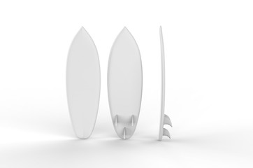 Blank surfboard for mock up and design, 3d render illustration.