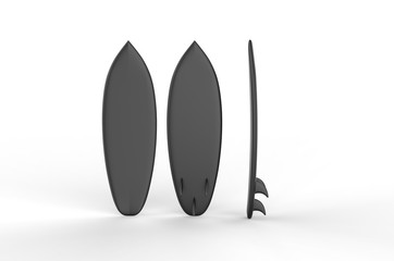 Blank surfboard for mock up and design, 3d render illustration.