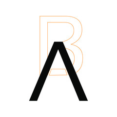 A B Logo. AB Letter Design Vector with Black Golden Color.