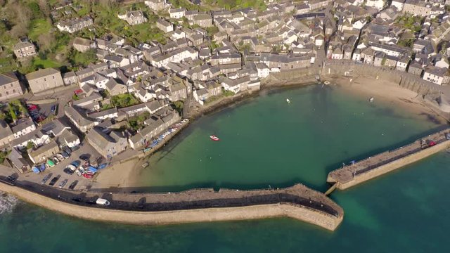 Mousehole Harbour a Picturesque Village in Cornwall UK from the Air