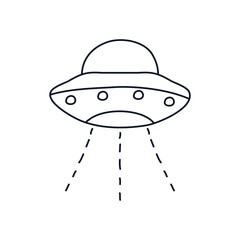 flying saucer icon, line style, minimalist tattoo concept