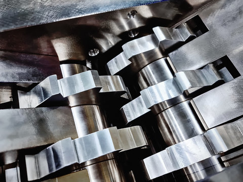 Full Frame Background of Stainless Steel Teeth of Parts Crushing Machinery