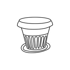Simplified contour vector illustration of a large garden pot on a white background.