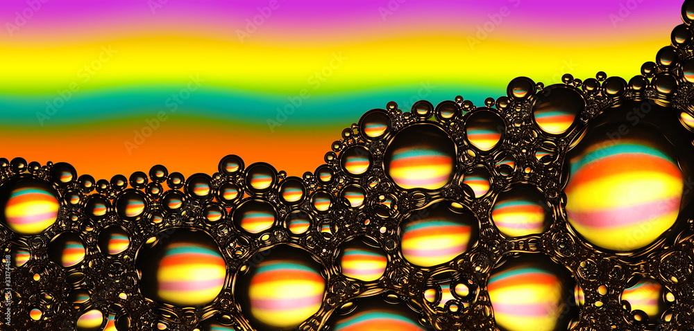Aufkleber oil and water macro abstract with multicolor background reflection
