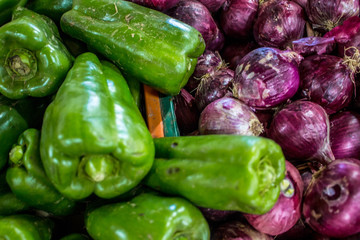 green peppers in the market