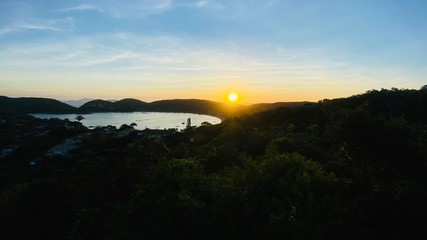 Beach mansion sunset