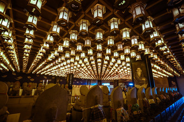 Itsukushima, Japan - January 02, 2020: Inside View of the Daishoin Buddhist Temple