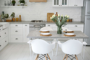 Beautiful kitchen interior with new stylish furniture