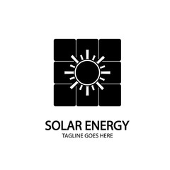 Solar energy panel and sun icon isolated on white background
