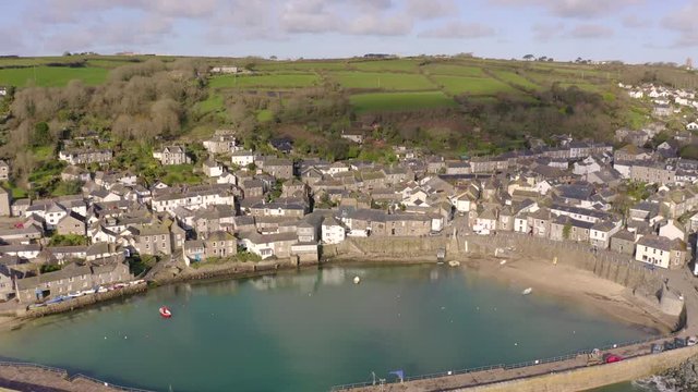 Mousehole Harbour a Picturesque Village in Cornwall UK from the Air