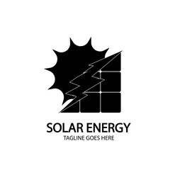 Solar energy panel and sun icon isolated on white background