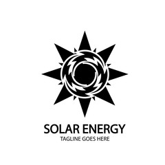 Solar energy panel and sun icon isolated on white background