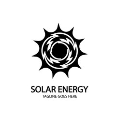 Solar energy panel and sun icon isolated on white background