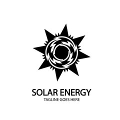 Solar energy panel and sun icon isolated on white background