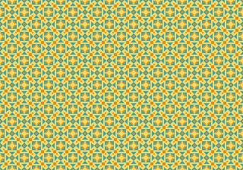 Pattern with autumn colors, orange, blue and mustard