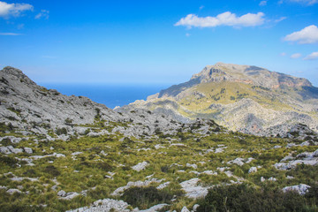 Fototapeta na wymiar view over Serra de Tramuntana from Nus de Sa Corbata viewpoint in Mallorca, Spain