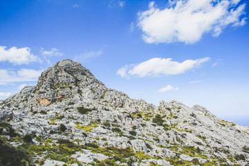 view over Serra de Tramuntana from Nus de Sa Corbata viewpoint in Mallorca, Spain