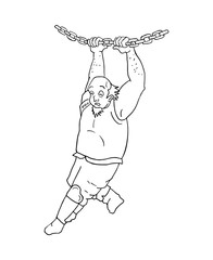 Fototapeta premium Design of warrior man hanging of chain