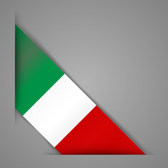 Flag of the Republic of Italy. Realistic Flag of Italy. Paper cutting style.Corner Ribbon. Isolated Vector illustration.