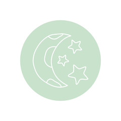 moon and stars icon, line block style, minimalist tattoo concept