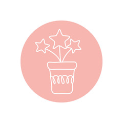 pot with stars bucket icon, line block style