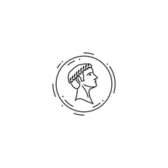 Roman Emperor Julius Caesar head, vector icon - obrazy, fototapety, plakaty