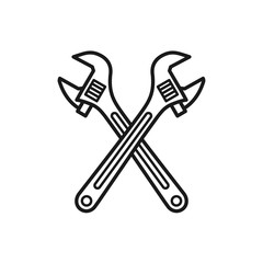 wrench icon, adjustable wrench vector icon