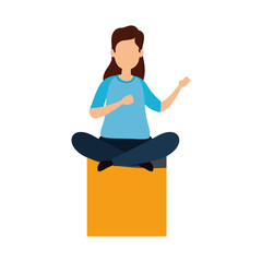 beautiful woman sitting avatar character vector illustration design
