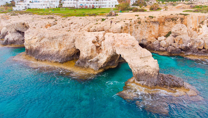 Fototapeta na wymiar Mediterranean Sea landscape Cyprus arch rock 