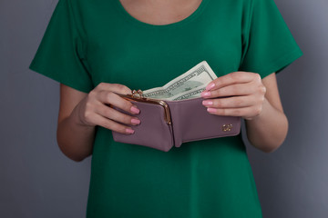 woman hand money with wallet