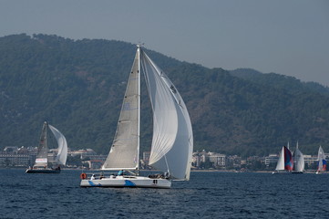 Yachts in the bay near the Turkish city of Marmaris