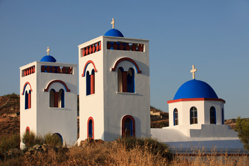 Vivlos, Naxos / Greece - August 25, 2014: The church of Vivlos, Naxos, Cyclades Islands, Greece