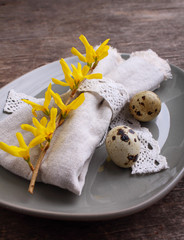 Festive table setting for holiday Easter dinner