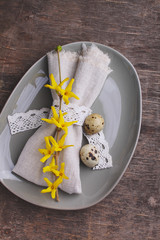 Festive table setting for holiday Easter dinner