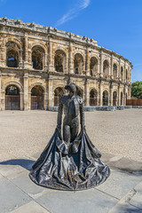 Ancient Nimes Roman Amphitheatre. Nimes Arena (70 CE) - one of the best-preserved amphitheaters in...
