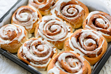 Fresh  homemade Cinnamon rolls or Cinnamon buns - Powered by Adobe