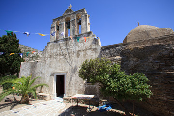 Moni, Naxos / Greece - August 25, 2014: The church of Panagia Drossiani nea Moni village, Naxos,...