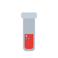 test tube with blood icon, flat style