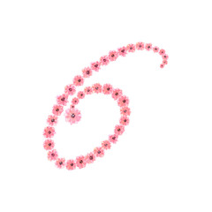 Watercolor drawing Pink floral numbers