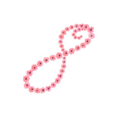 Watercolor drawing Pink floral numbers