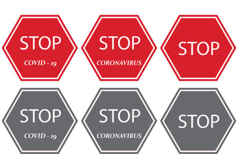 stop signs vector set - stop coronavirus - covid 19 virus
