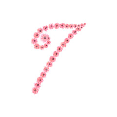 Watercolor drawing Pink floral numbers