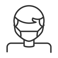 virus covid 19 pandemic man wearing protective mask line style icon